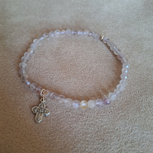 Armband Lavendel Ametist med 4-vägs kors