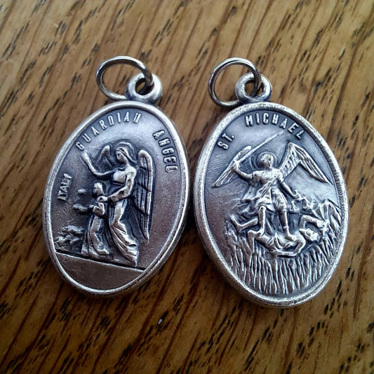 Sankt Mikael & skyddsängel medaljong